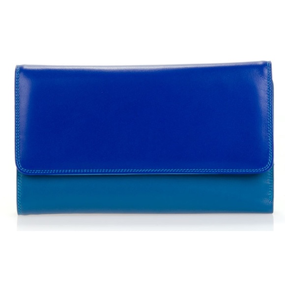 Mywalit Checkbook Holder/Wallet Seascape Blue Leather - Picture 1 of 7